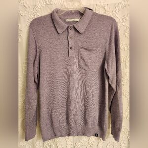 Criquet Men's Long Sleeve Polo Sweater Large Purple 50% Baby Alpaca Blend soft